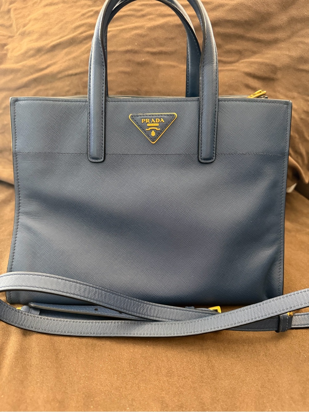 PRADA Saffiano Leather Triple compartment Bag-blue